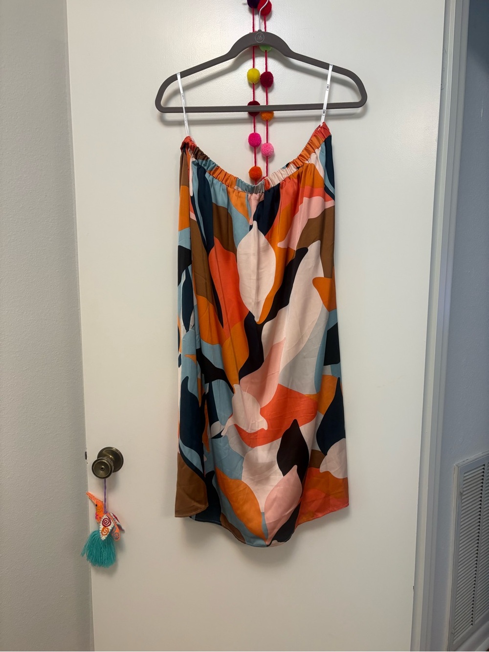 DR2 Multicolor Abstract A-Line Skirt - Orange, Blue, Brown, Pink